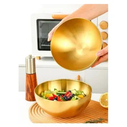 Gold Stainless Steel Fruit Salad Bowls Soup Rice Noodle Ramen Bowl Kitchen Tableware Utensils Food Container Mixing Bowls