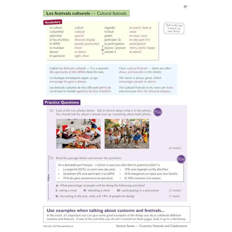 ممارسة مراجعة كاملة جديدة GCSE French AQA مع محور مراجعة CGP للامتحانات من 2026 CGP 9781837741250