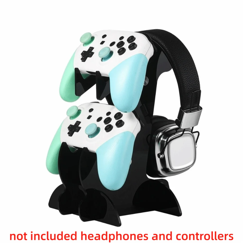 Gaming Setup Double-layer Gaming Controller Stand Acrylic Sturdy Desktop Organizer Headphone Stand for PS5/PS4/Xbox/Switch