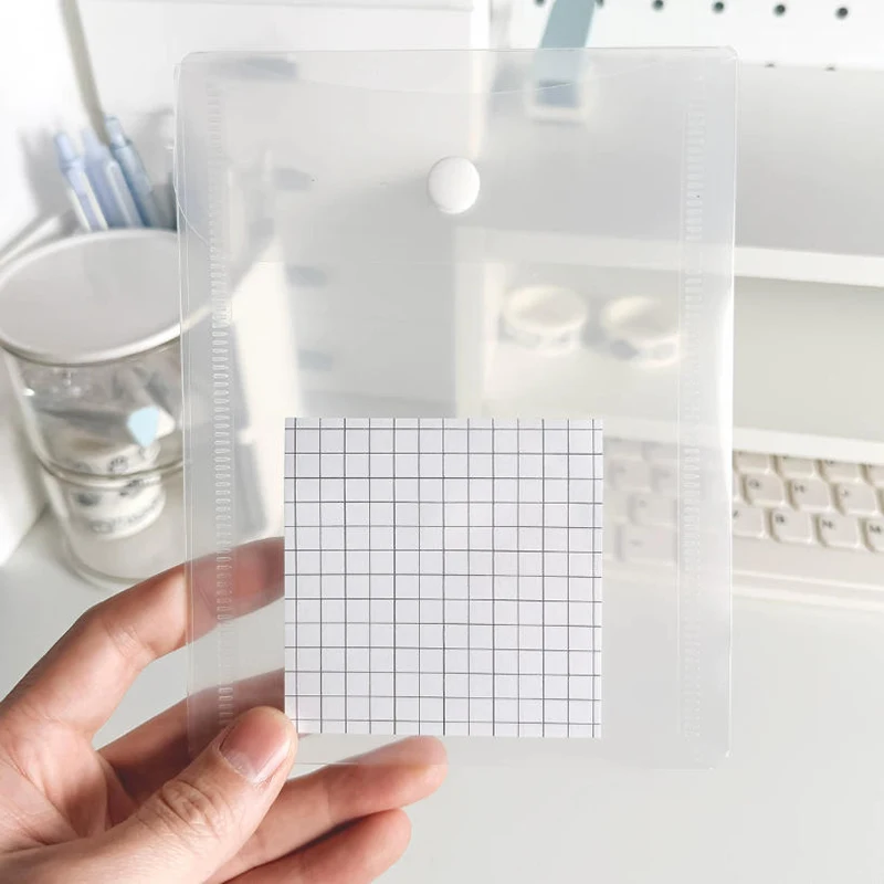 10Pcs Office File Folder A6 Transparent Storage Bag Student Stationery Organizer PVC Document Information Bag with Snap Button