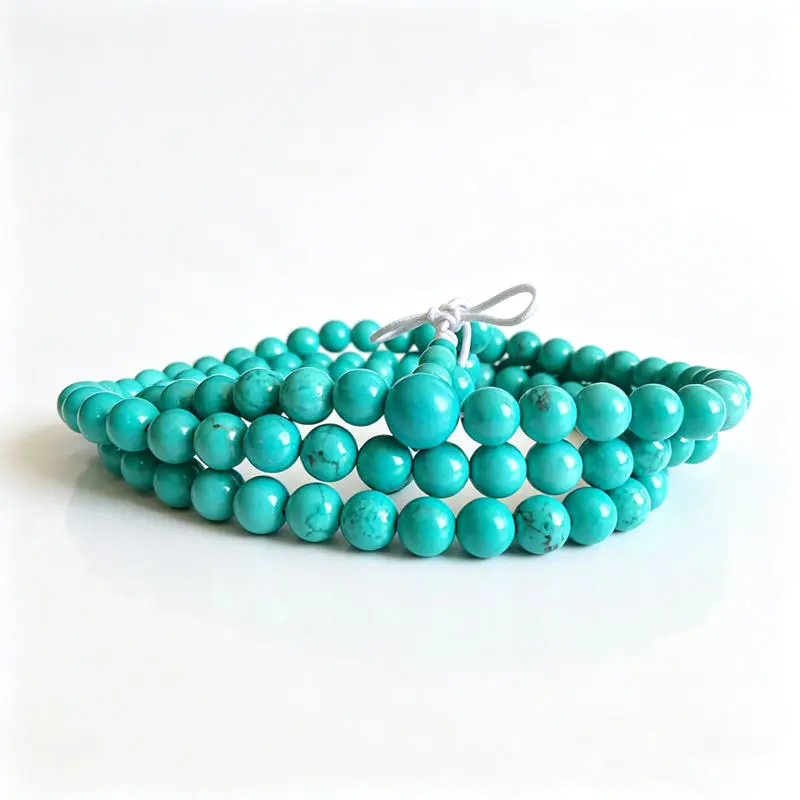 108PCS Beads Enhanced Turquoise Meditation Prayer Rosary Bracelets 6mm BRO832