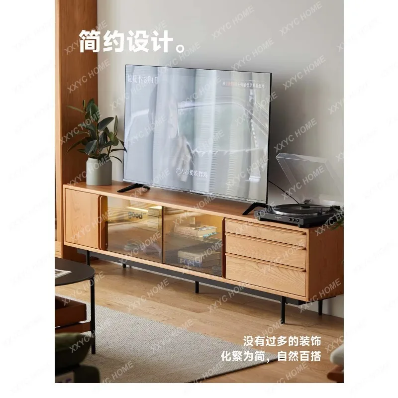 HHGreat discounts Solid wood TV cabinet Floor-to-ceiling narrow living room household small apartment  cherry wood stor