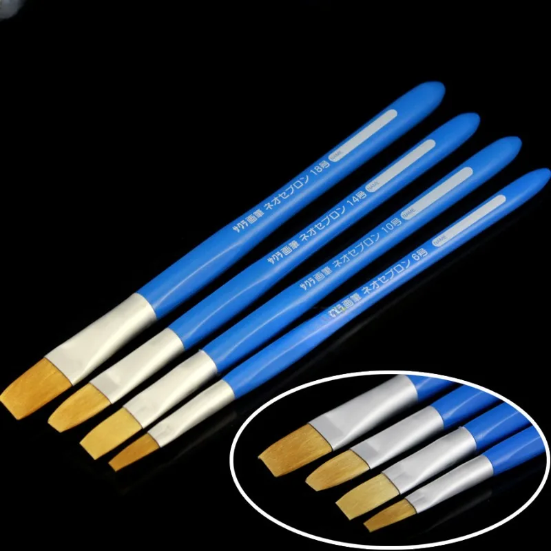 

4pcs Nylon Wool Square Head Paint Brushes Set Students Outdoor Watercolor/gouache/acrylic Brush Portable Art Supplies Brush Pen