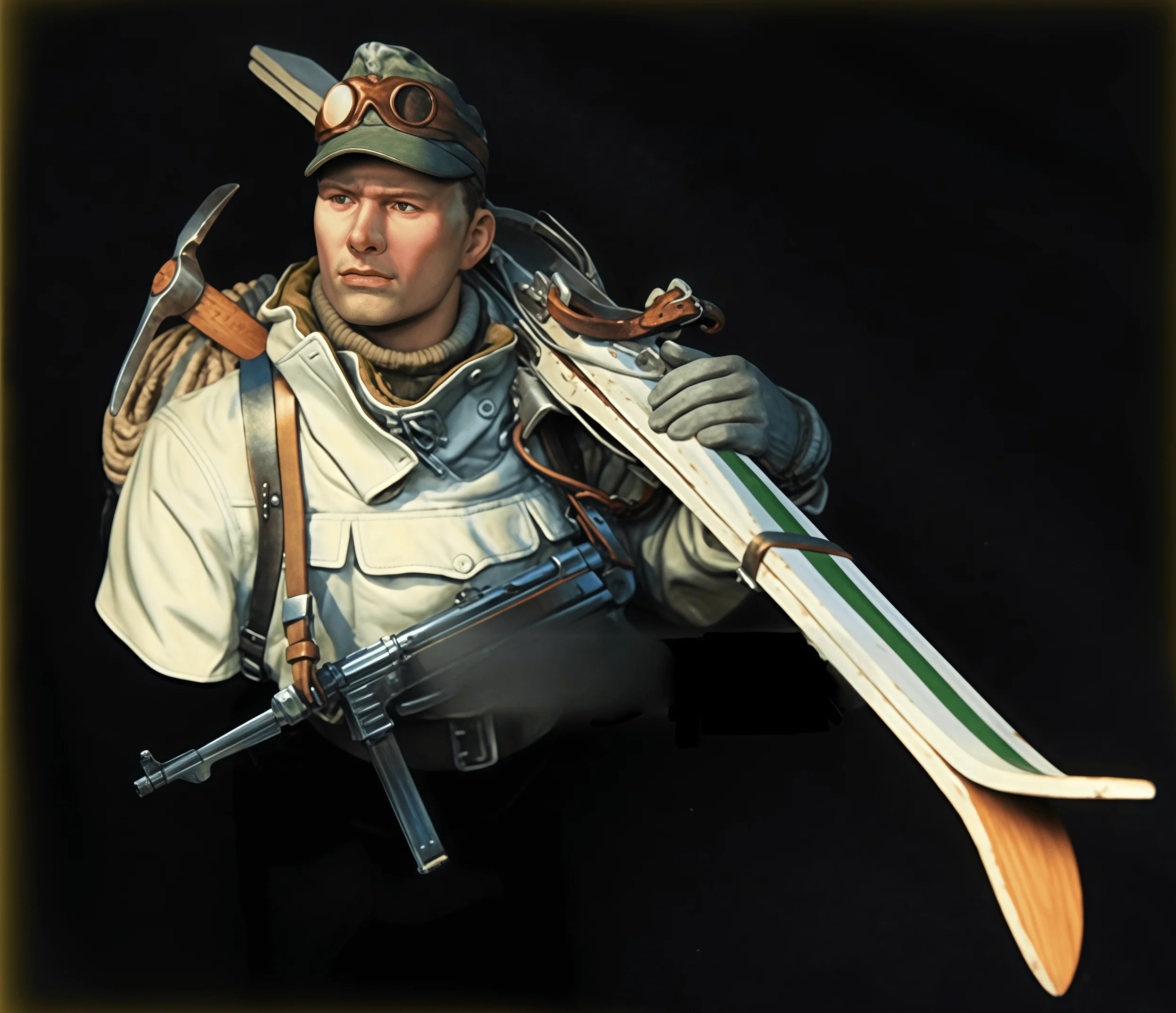 

1/10 Cast Resin Model Assembly Kit, GK， Half Body Portrait of A Soldier Skiing, Unpainted, Needs To Be Assembled (large Size)