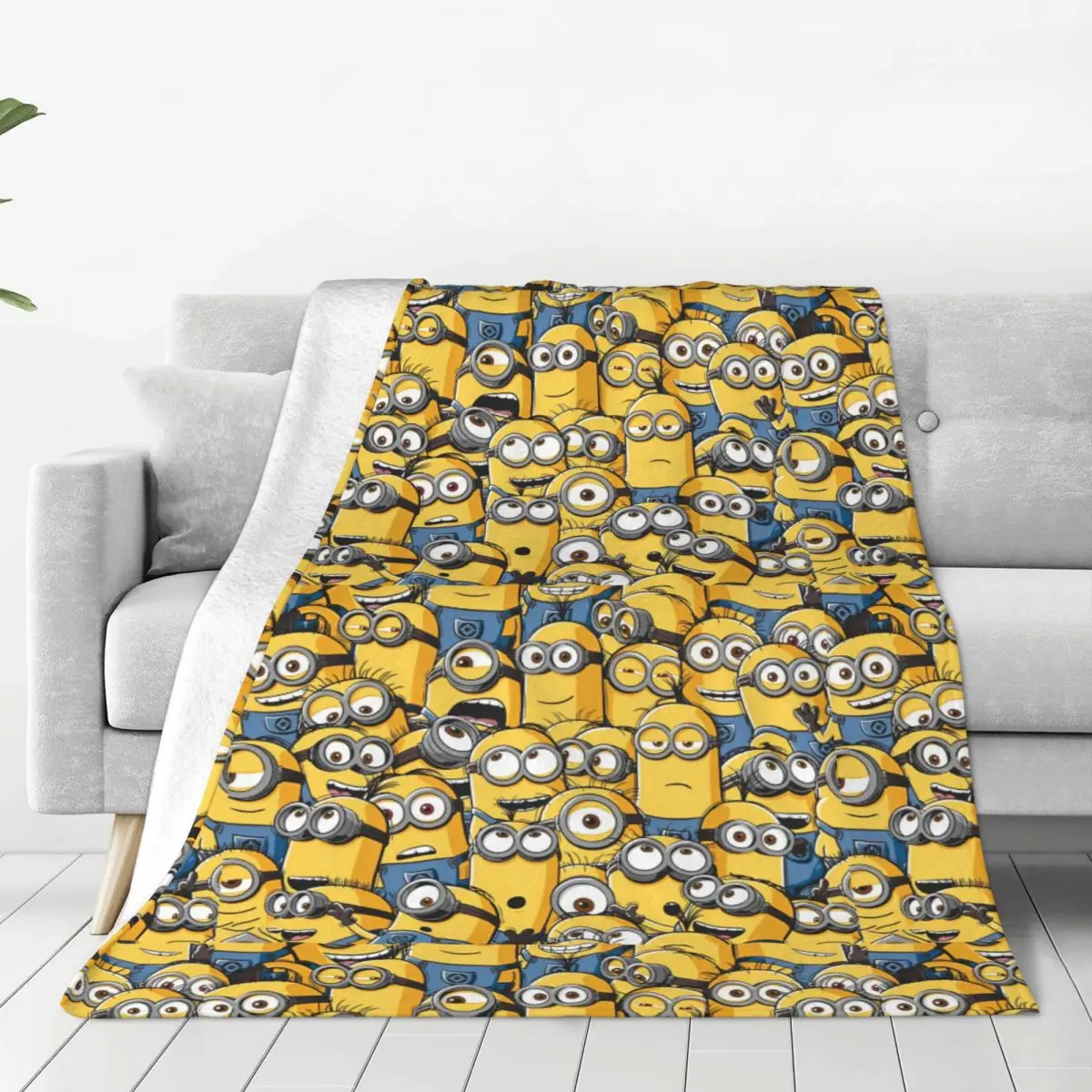 MINISO Minions HD Print Soft Warm Blankets Students Plush Throw Blanket Halloween Bedroom Flannel Bedspread Sofa Bed Cover