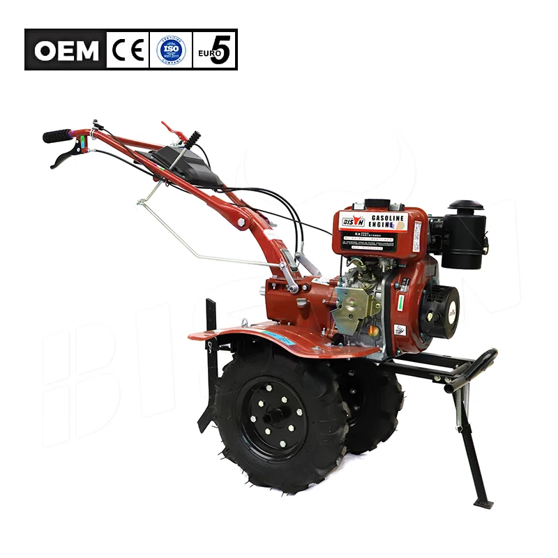 Bison Agricultural Mini Front BS1100FD 6hp 4kW Power Weeder 178F Gear Transmissioin Hand Held Rotary Tiller Cultivator Diesel
