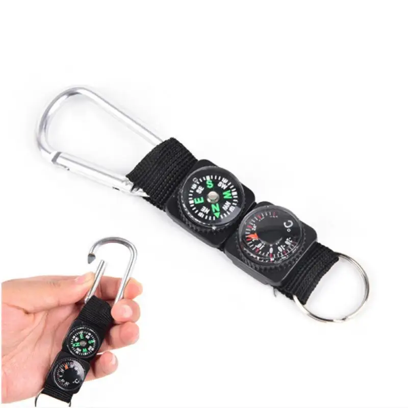 1/3/5/7pc Universal Multifunction 3 In 1 Camping Climbing Hiking Mini Carabiner W Keychain Compass Thermometer Hanger Key Ring