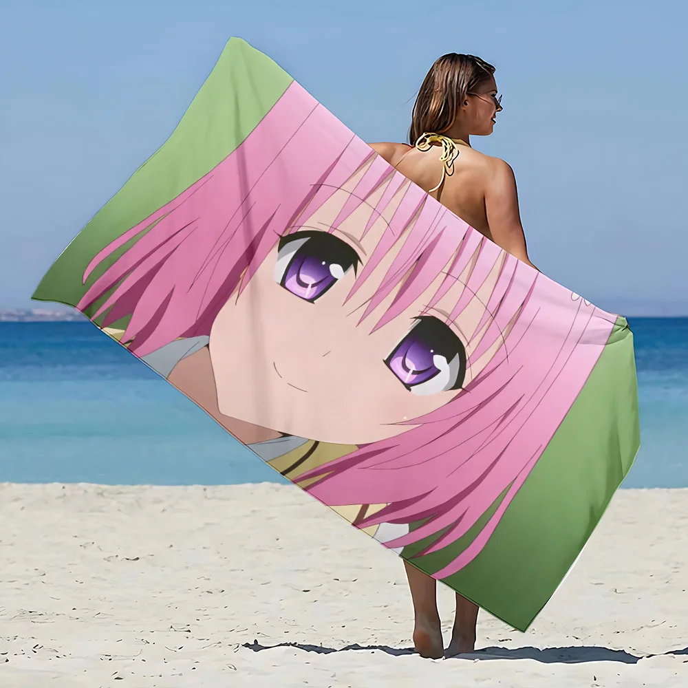 To Love Ru Poster Beach Towel Microfiber Sand Free Quick Dry Soft Sandproof Pool Towels Gift for Women Travel Gym Shower Camping