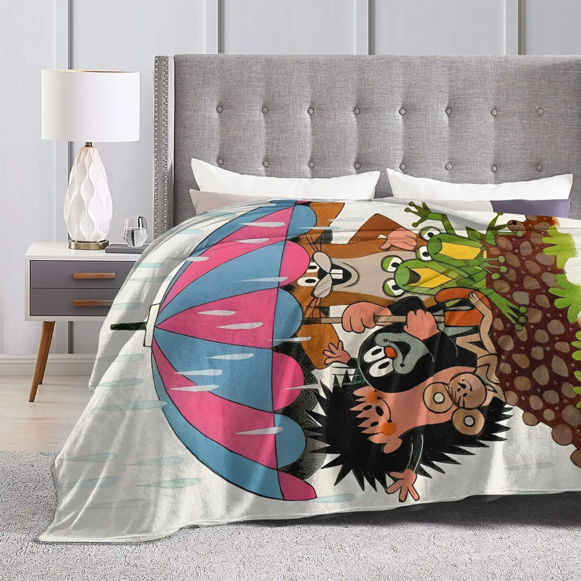 The Little Mole Rain Coral Fleece Plush Throw Blankets Cartoon Friends Together Blankets for Sofa Car Super Soft Bed Rug