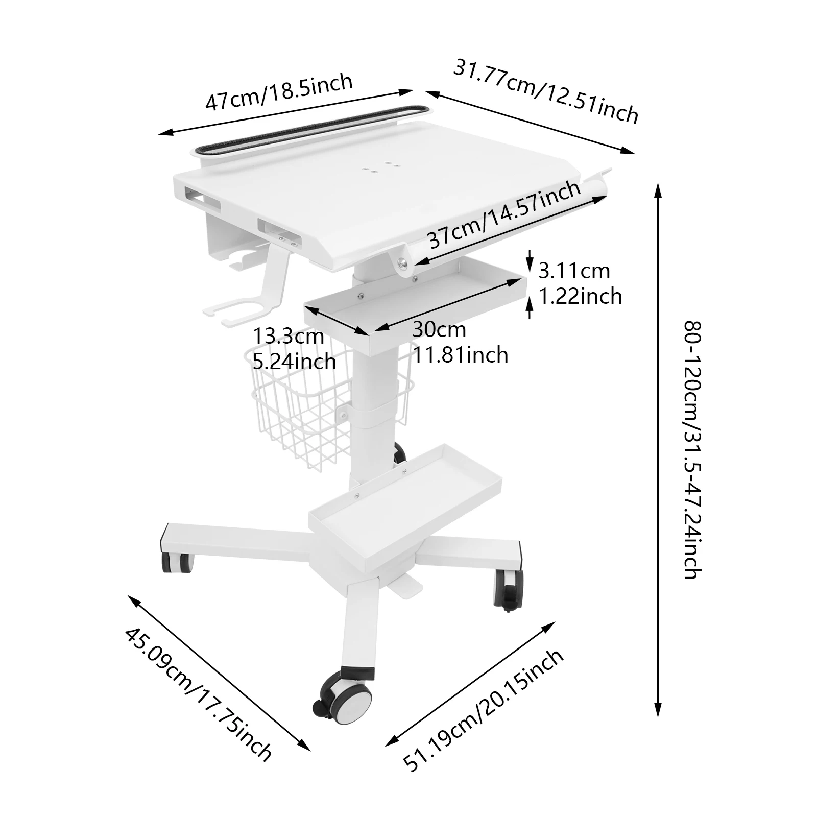 Медицинская тележка, просторная рабочая столешница, пневматический подъем, многофункциональное хранилище для клиники, лаборатории, больницы, стоматологического офиса, спа