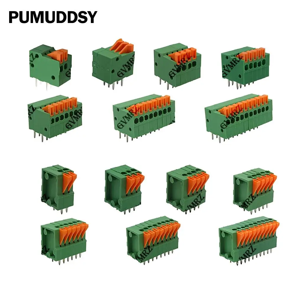 5PCS 2/3/4/5/6/7/8 KF141V KF141R 2.54mm Pitch Straight&Bent Push-in Spring Screwless Terminal Block Foot 9/10P