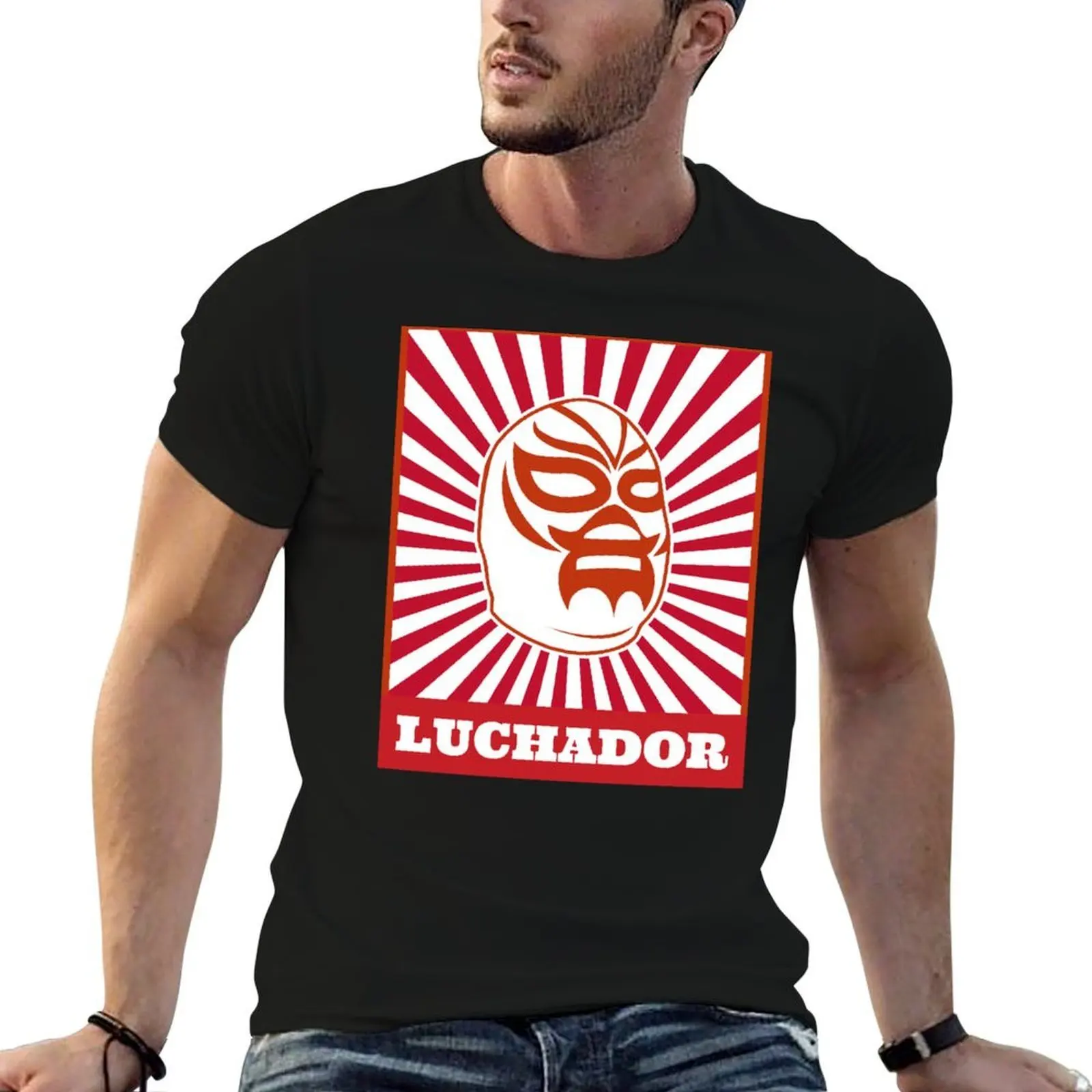 

Футболка Luchador, футболки для мужчин, забавная мужская футболка с рисунком, футболка
