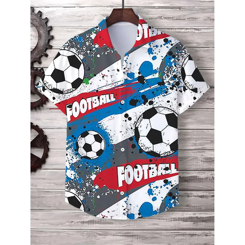 

3D Printed Football Hawaiian Shirt Men National Flag Pattern Blouse Summer Casual Short Sleeves Aloha Shirts Sport Lapel Tops