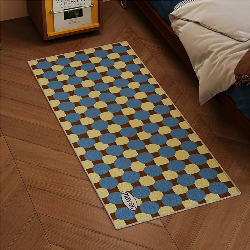 Bedroom Bedside Carpet Soft Comfortable Faux Cashmere Rug Retro Geometric Pattern Long Rugs Home Living Room Hallway Carpets