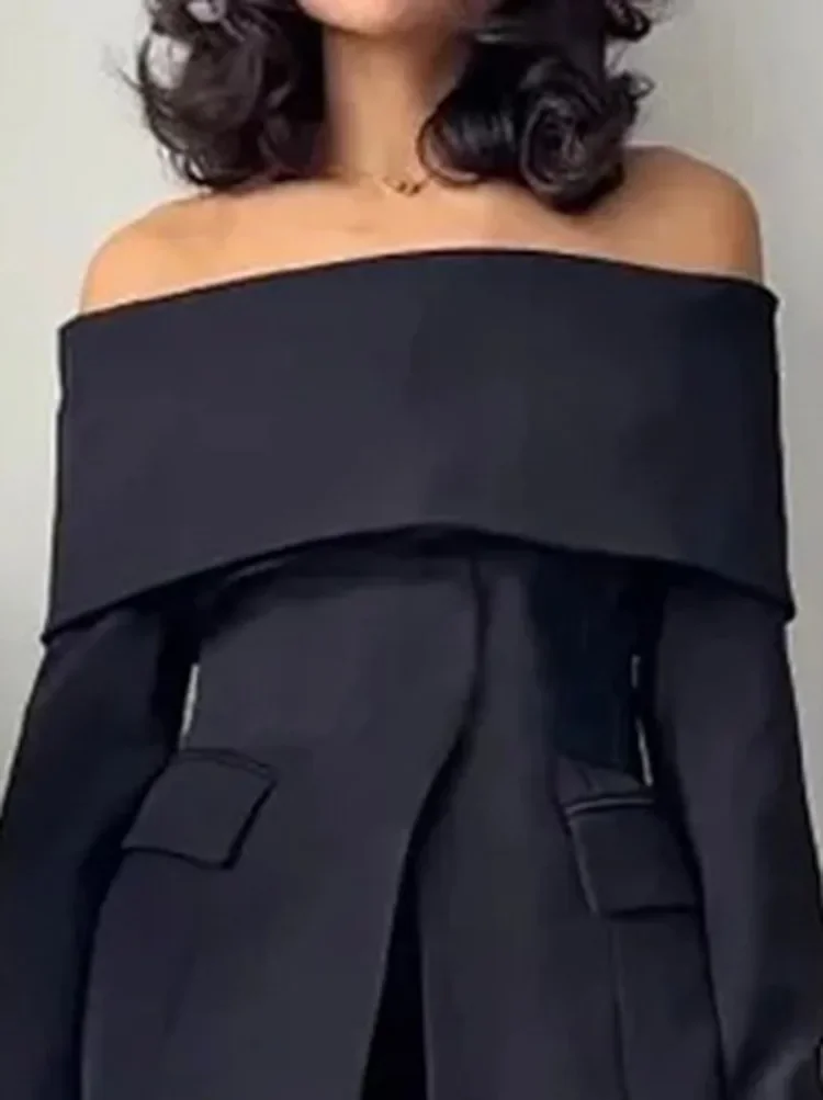 سترات نسائية بأكمام طويلة بلون سادة مكشوفة الكتفين سترات حضرية عصرية غير رسمية للتنقل في المكتب ملابس خارجية