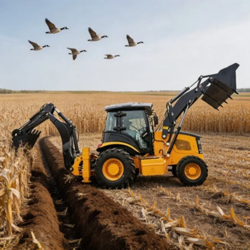 4 Ton Backhoe Loader 4x4 Digger Tractor Machine with Front Bucket Rear Digger for Construction Material Handling Use