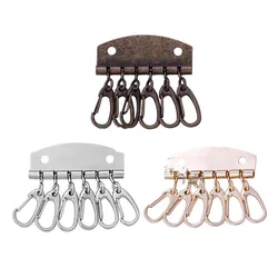 1 x Metal key holder key row keyring organnizer with 6 snap hook for Leather craft wallet key case purse bag hardware
