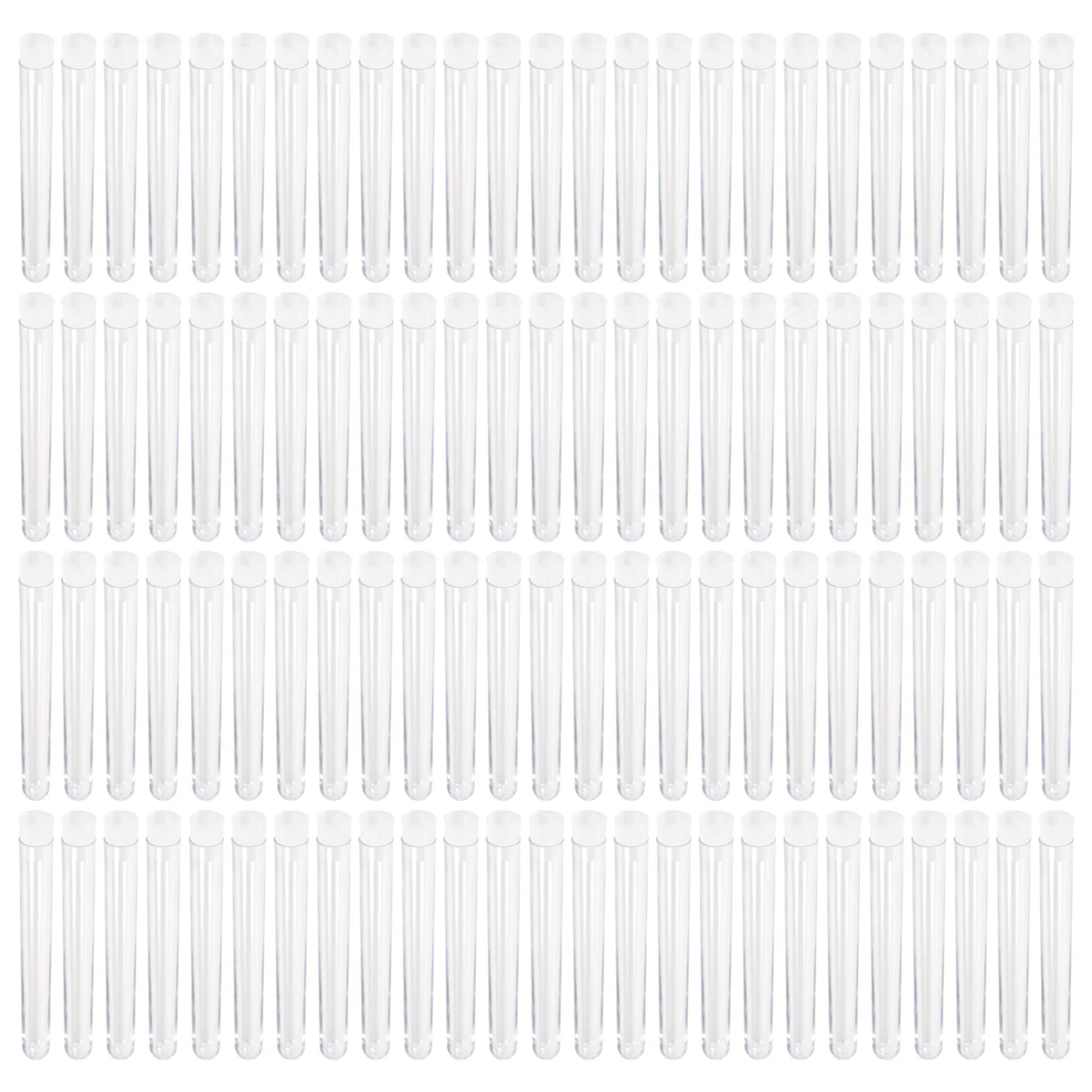 100 Stuks 12X100mm Transparant Laboratorium Doorzichtige Plastic Reageerbuizen Flesjes met Push Caps School Lab Supplies