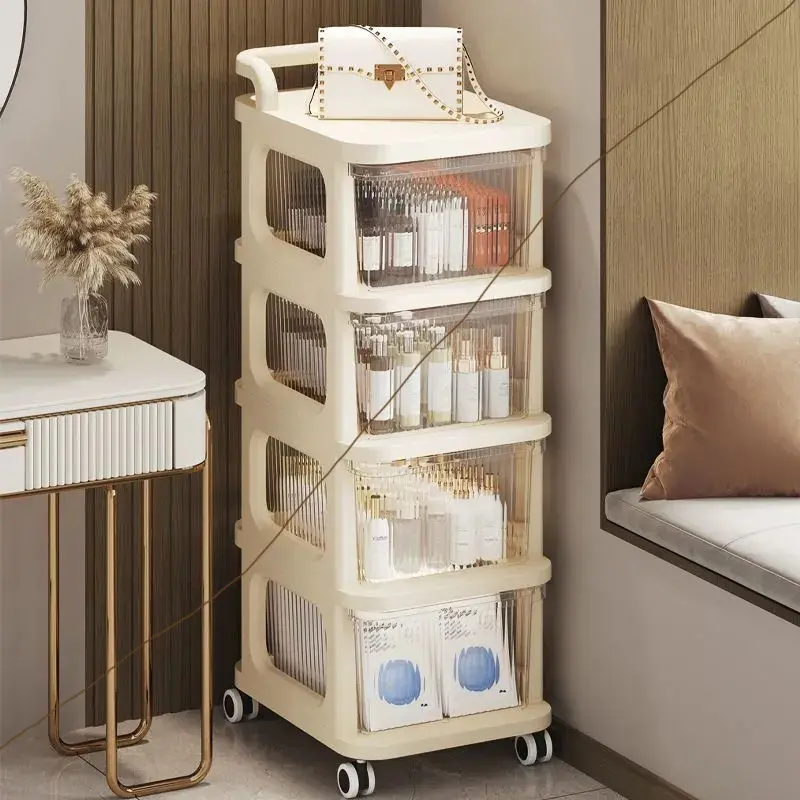 Multi-Layer Trolley Rack Storage Detachable Mobile Bedroom Study Living Room Kitchen Sundries Storage Shelf Transparent Trolley