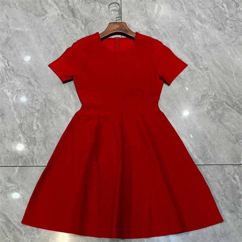 

Women's dress New elastic knitted slim mini dress for spring 2026 Round neck short sleeved party dress y2k short dresses