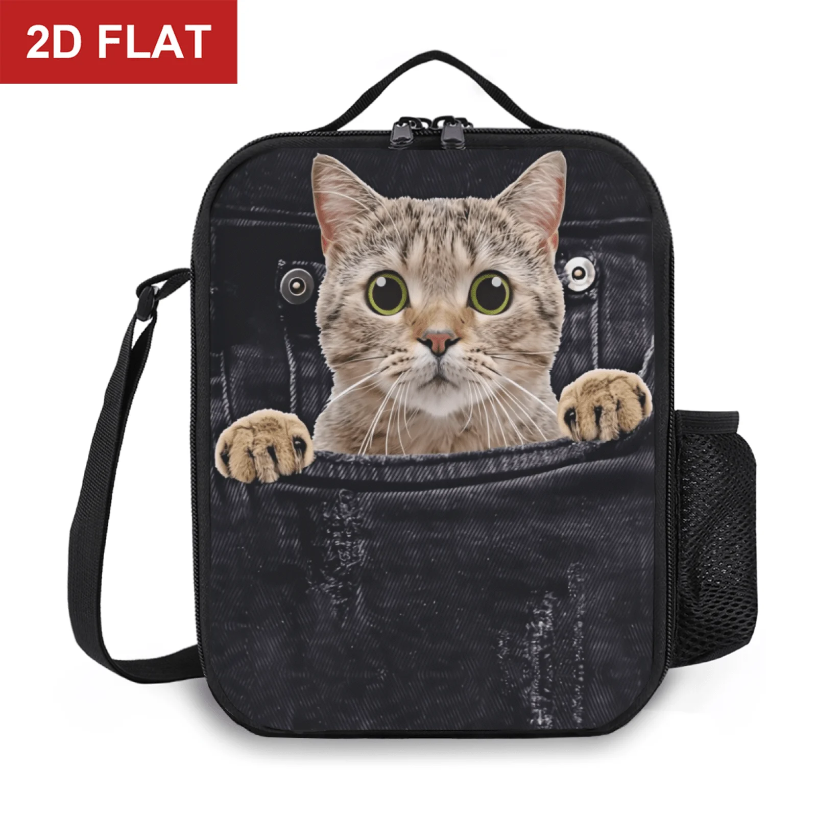 Cute Funny Cat Pattern Lunch Bag Cloth Meal Pack Suitable for Picnic Commuting Thermal Cooler Lunch Tote Office Picnic Travel