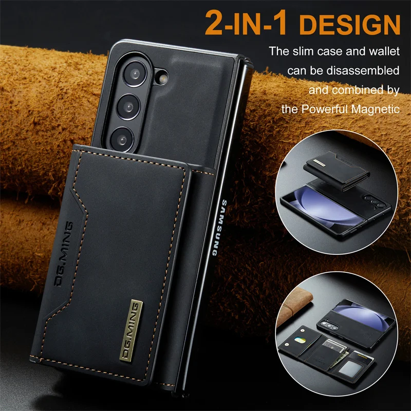 

2 in 1 Detachable Card Slot Holder Phone Case for Samsung Galaxy Z Fold 5 4 3 Fold5 Fold4 Fold3 5G Tri-fold Wallet Leather Cover