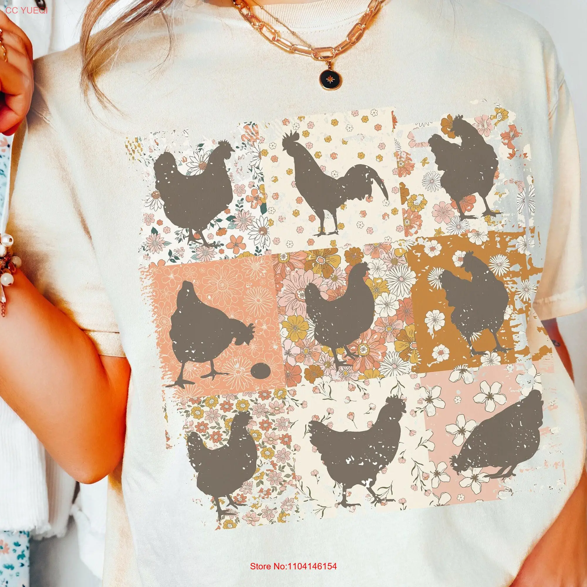 Boho Chickens T Shirt Comfort Colors Retro Farmhouse Floral Backyard Chicken Cottagecore Aesthetic Clothing for Her