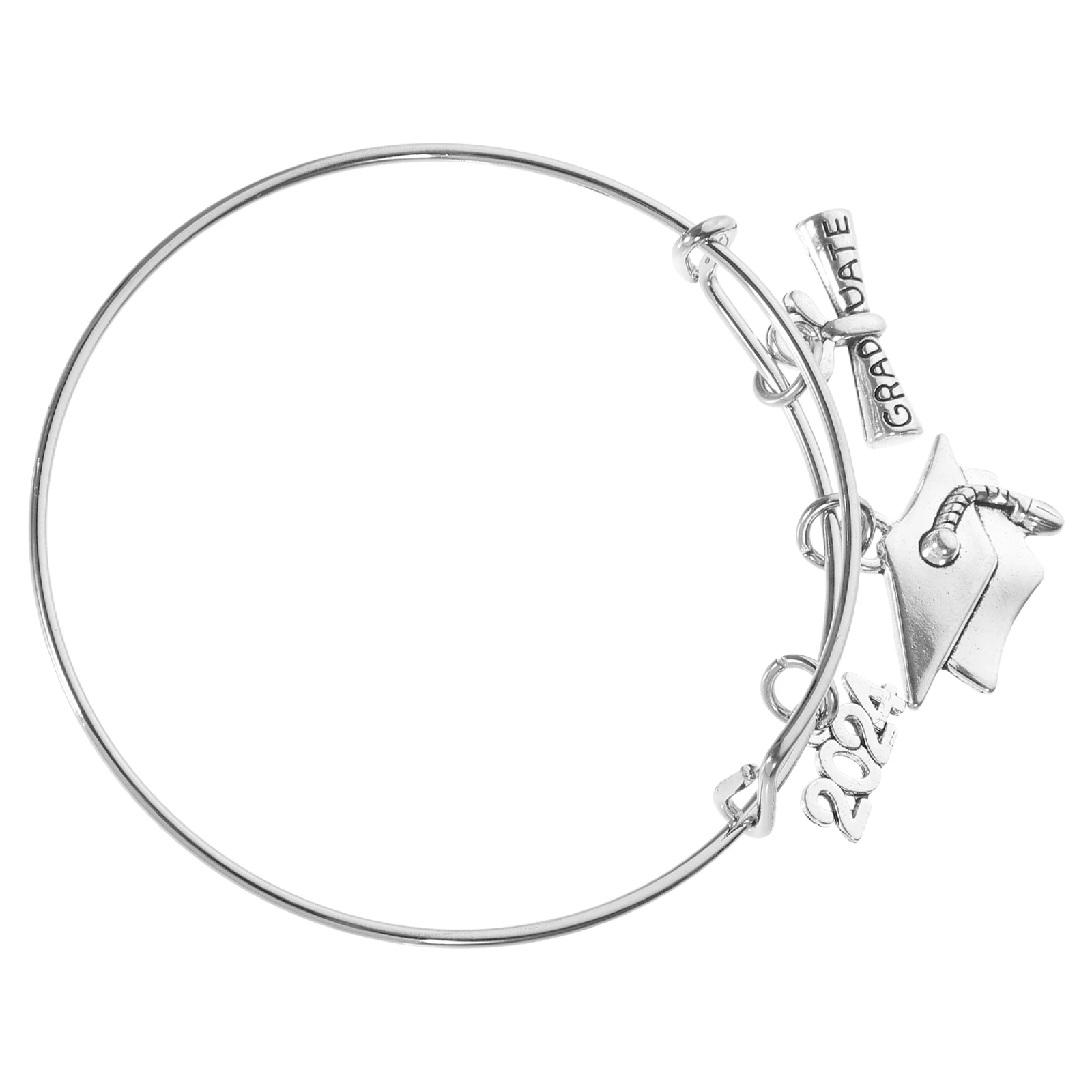 

2024 Graduation Bracelet Adjustable Gift Women Decorative Zinc Alloy Engraved Phrases Fits Wrist Popular Jewelry