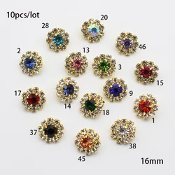 Gold 15 color 16MM Crystal Rhinestone Decorative Button DIY Romantic Wedding Dress Decoration Sewing Button Accessories