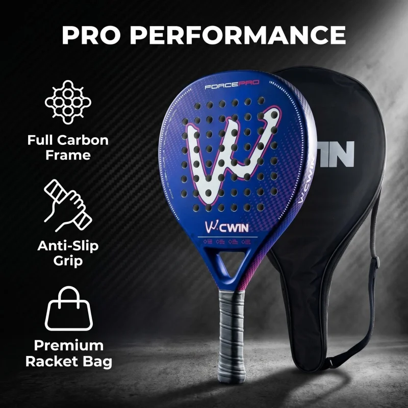 CWIN FORCE PRO 100% Carbonfaser-Padel-Schläger mit großem Sweet Spot, 360g, inklusive Tragetasche für Spieler aller Leistungsklassen – Detail 4