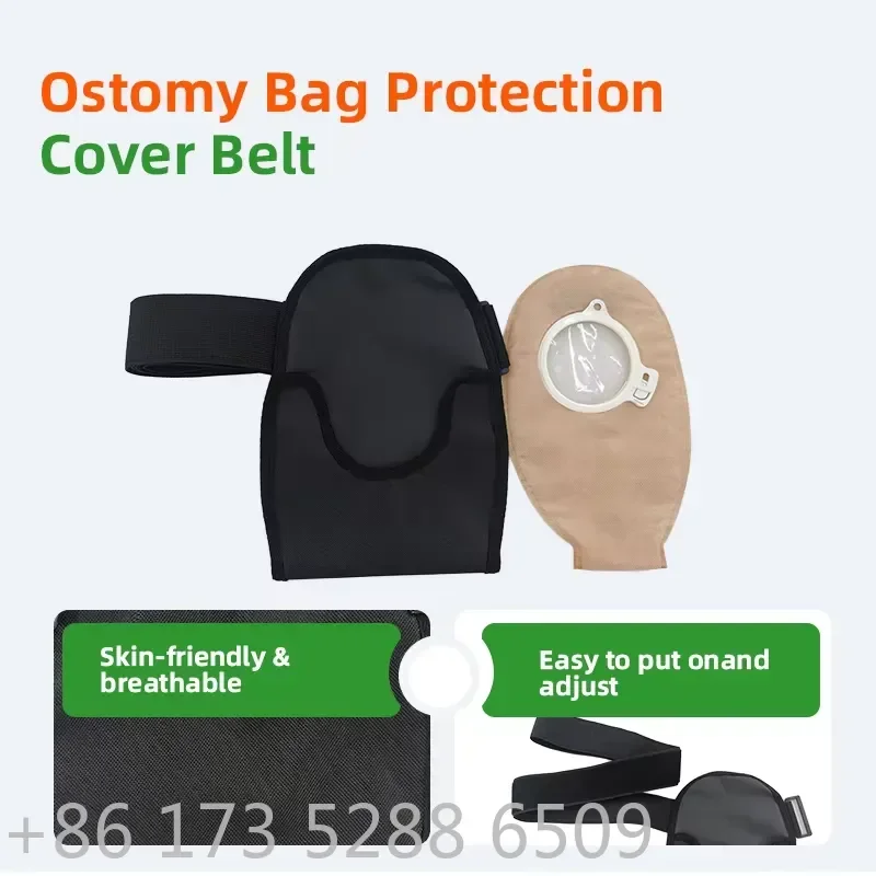 AP01 for Waterproof Ostomy Bag Protective Cover Belt Adjustable Elastic Waistband for 1/2 Piece Ostomy Pouch Black Oxford