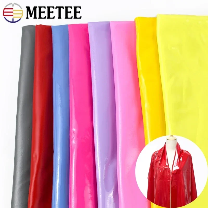 

Meetee 50*145cm Soft Leather Shiny Fabric Glossy Elastic PU Fabrics Clothes Dress Pants Stretch Cloth DIY Sewing Material