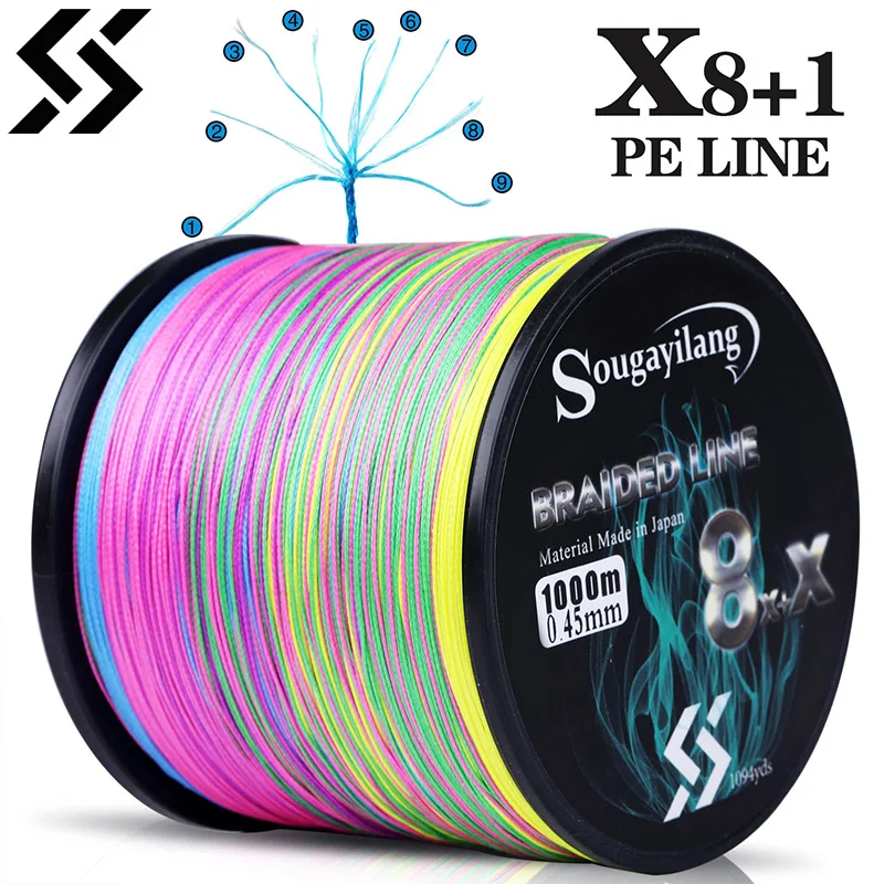 Sougayilang 9 Strands Strong PE Fishing Line Wires 300M 500M 1000M  Strong Abrasion Resistance Multifilament Fishing Line