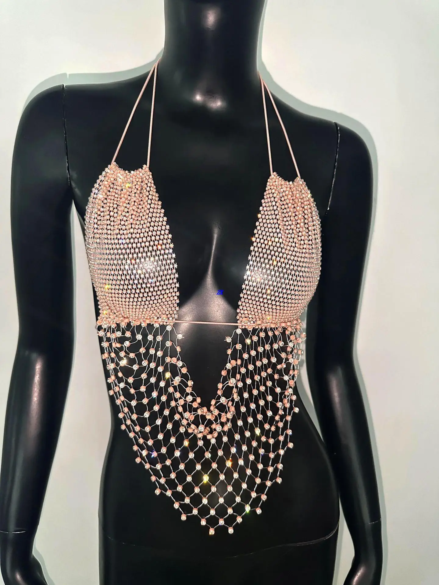 

Сексуальный инкрустированный бриллиантами жилет для ночного клуба Par, женский жилет с верхом и бретельками, музыкальный фестиваль, модный жилет трапециевидной формы длиной до пола