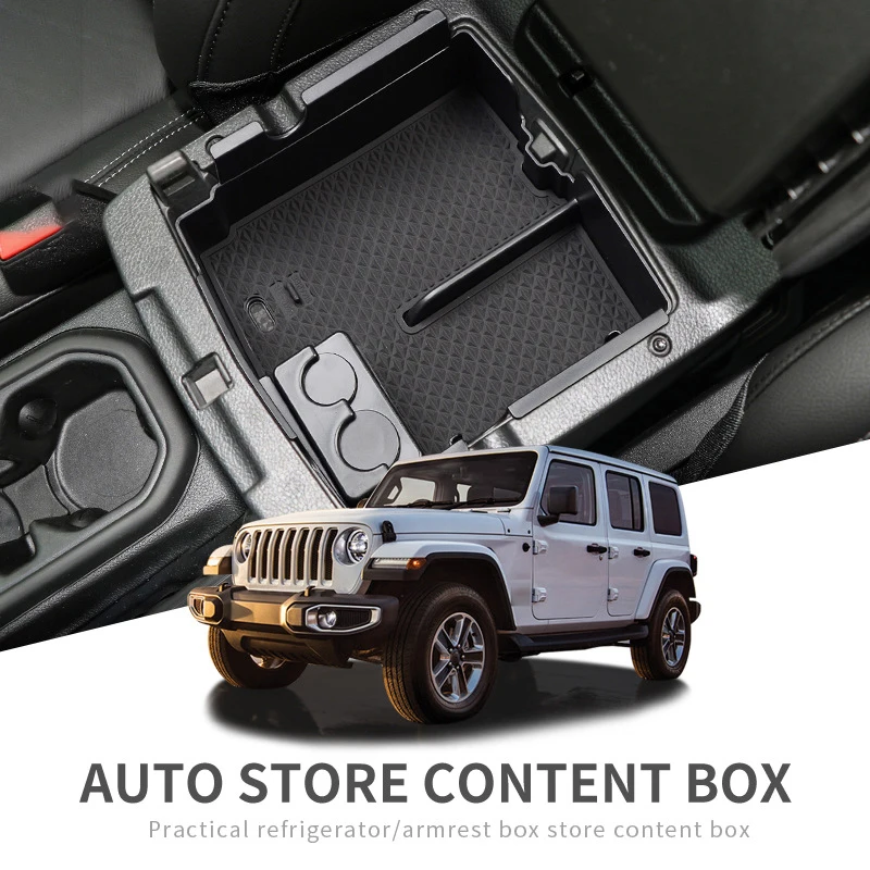 

Central Armrest Storage Box For Jeep Wrangler JL 2018 - 2022 Center Console Storage Organizer Container Tray Car Accessories