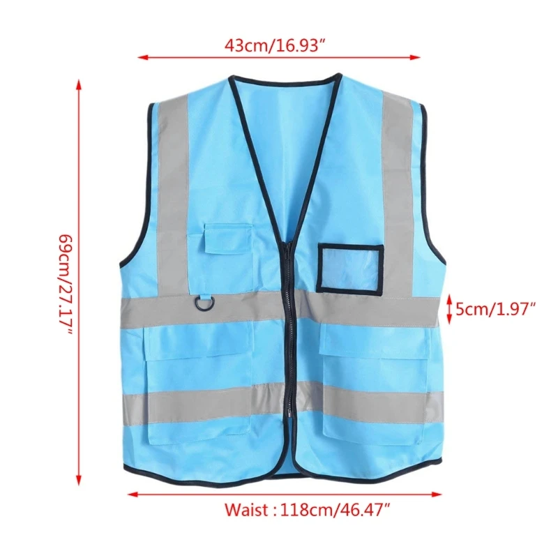 Dib Safety Vest Reflective High Visibility Vest with Pockets & Zipper Construction Work Vest Hi Vis Yellow Drop Shipping