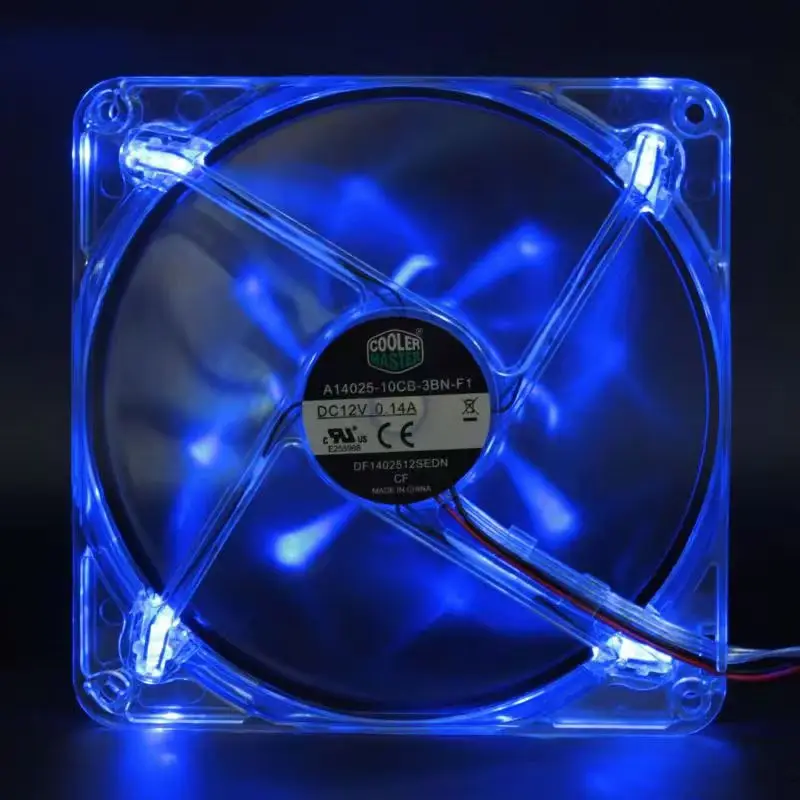 140mm LED cooling fan computer fan a14025-10cb-3bn-f1 14cm 12V 0.14a 1000RPM silence quiet LED luminous cooling fan