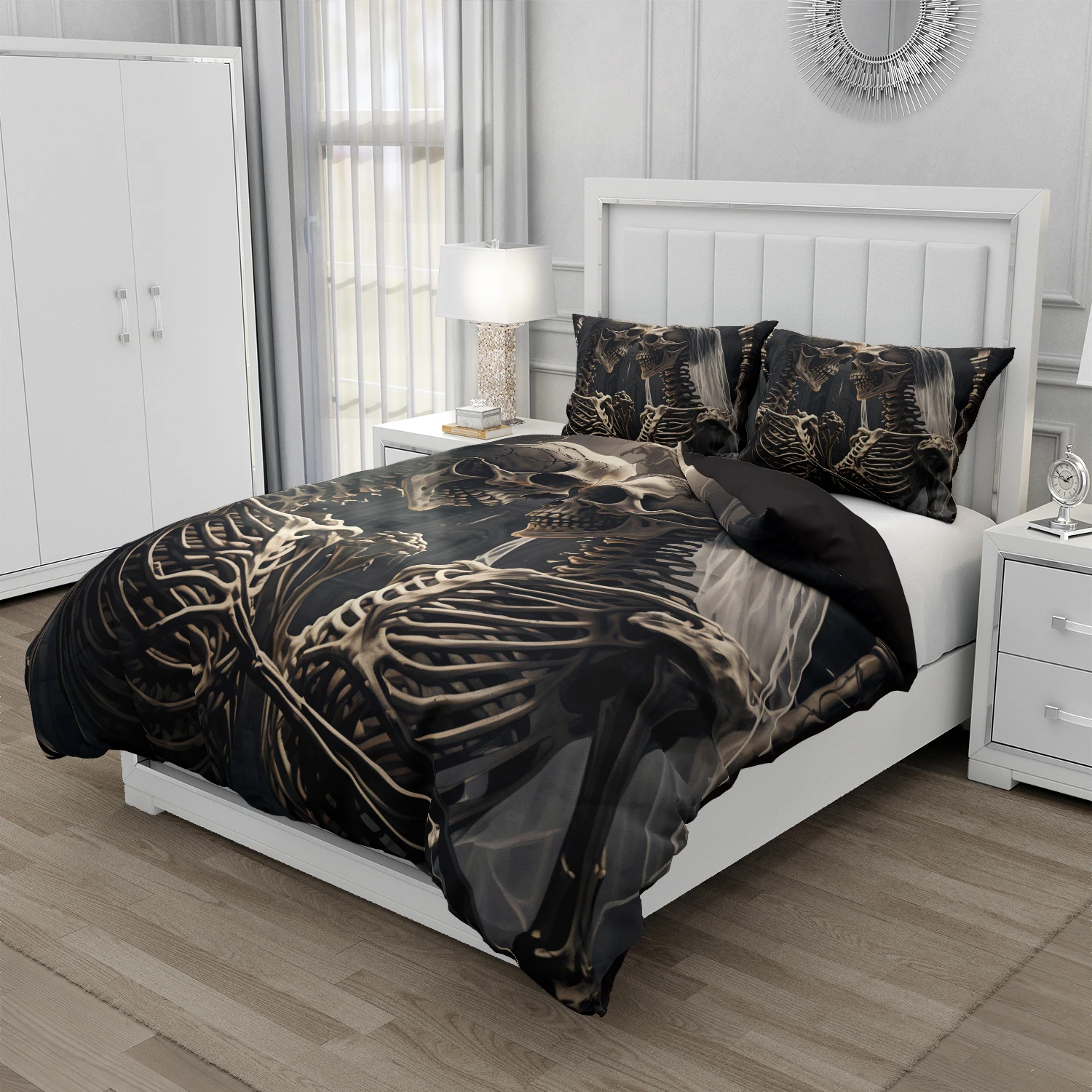

Corpse Bride Skeleton Skull Bedding Set Qulit Cover 3d Duvet Cover Gothic Comforter Cover Twin Full Queen King Single Halloween