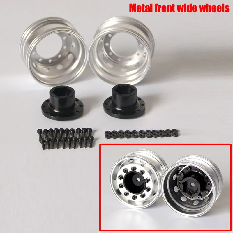 

1:14 RC Truck Metal Wheel Drum Front Wide Hub Rim for Tamiya Trailer Tipper Scania 770S Benz Actros V3363 Olvo MAN LESU Car Part