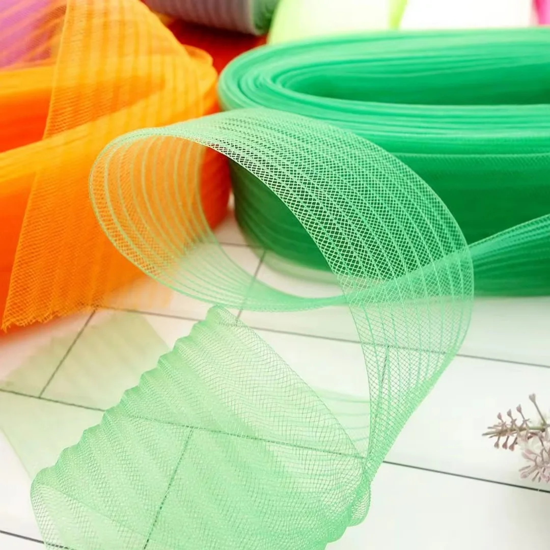 50 Yard Bright‑Tone Horsehair Crinoline Braid Polyester Boning Trimming for Dress Skirt Hem Shaping DIY Sewing Craft view 5