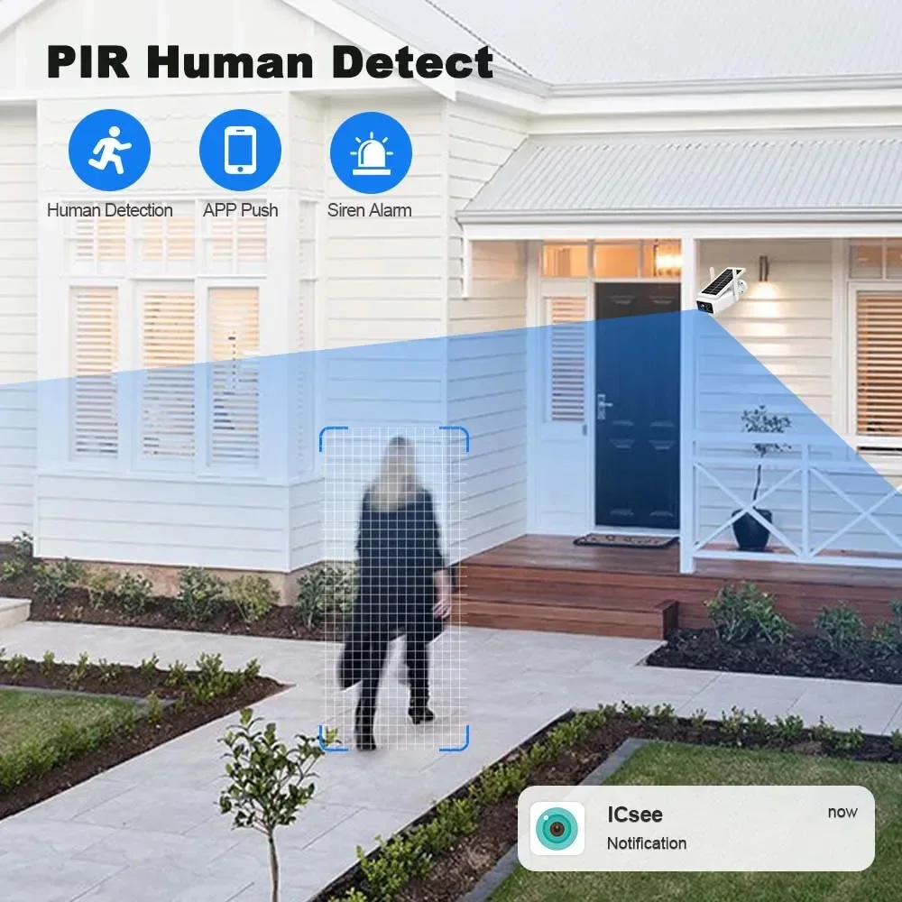 ICSEE 5MP WiFi Camera Solar Powered 2MP Battery Camera PIR Human Detection IP66 Waterproof Outdoor Wireless Security Camera