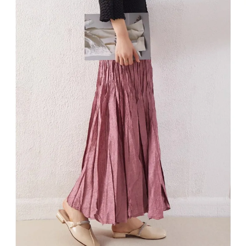 

Miyake Pleated Half Skirt 2025 Miyake Women's Half Skirt Women's Solid Elegant Jupe Plus Size Extra Long Large Swing Skirt