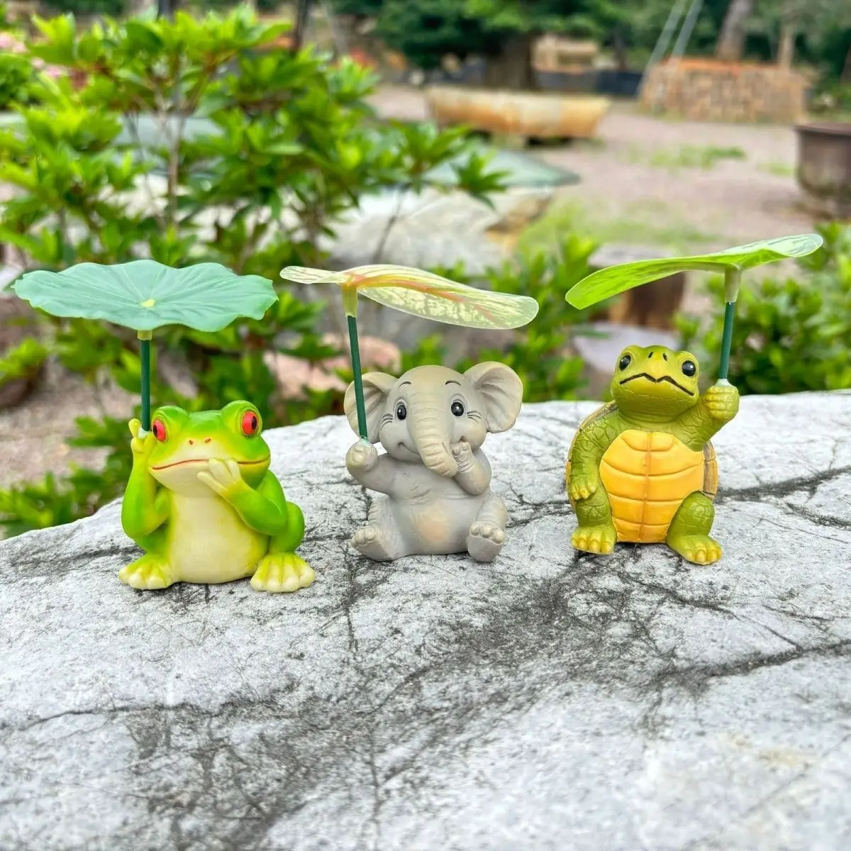 Mini Animals Statue Cute Frog Turtle Elephant Figurine for Outdoor Yard Garden Decoration Resin Sculpture Home Office Ornaments