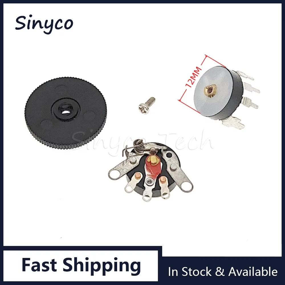 10PCS RV12MM Radio Potentiometer 5Pins With Switch B500R B1K B5K B10K B50K B500K Turntable Amplifier Volume Adjustable Resistor