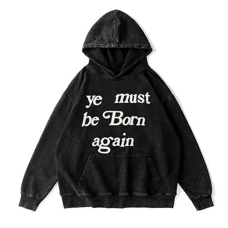 

Spring and autumn cotton retro wash hoodie men and women hip hop oversized top jumper Y2k hip hop trend streetwear