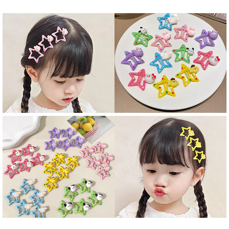 2pcs Lovely Colorful Star BB Hair Clips For Women Grils Cute Durable Star Hairpin SideClip Headwear Interesting Hair Accessories