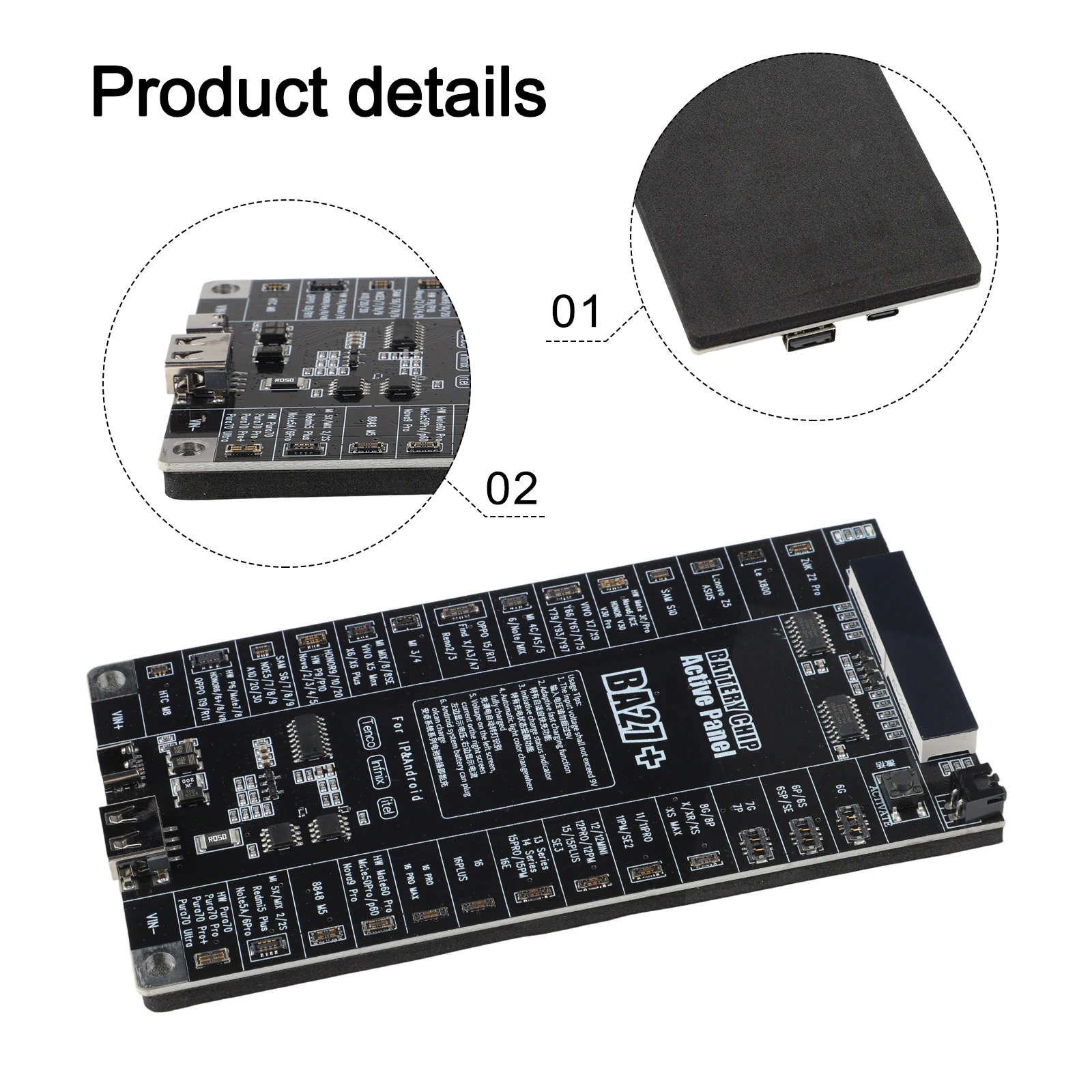 BA27 Plus Battery Activation Board for iPhone 616PM and For Android Batteries with Automatic Shutdown and Type C Power Supply