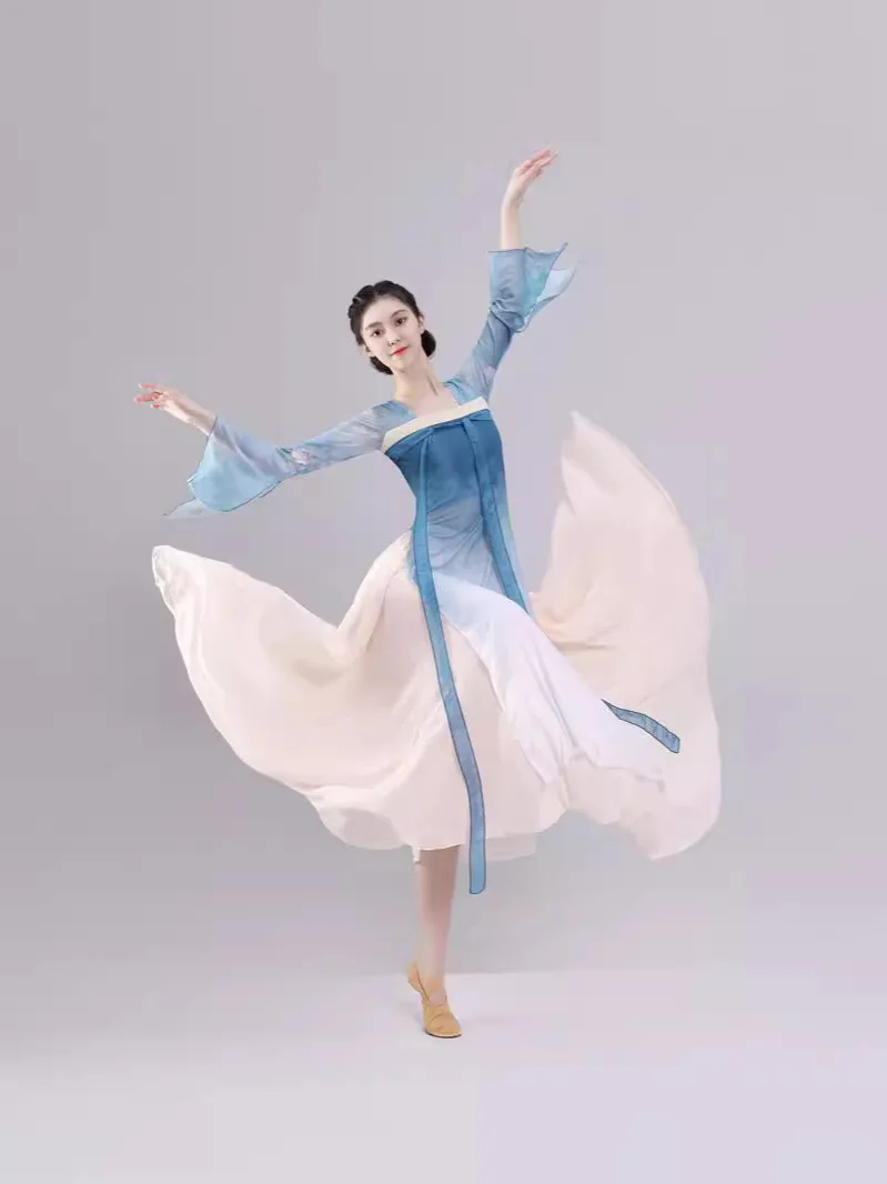 New classical dance costume for women Han and Tang Dynasty chest-length ribbon body rhythm elegant long yarn dress Chinese dance