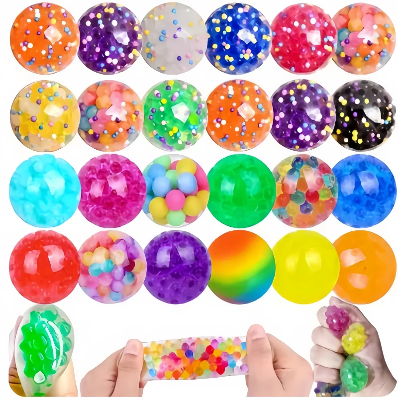 12Pcs 3.5cm Children Grape Ball Vent Pressure Reducing Pinch Music Crystal Bead Ball Pressure Reducing Toy Children's Gift Toy