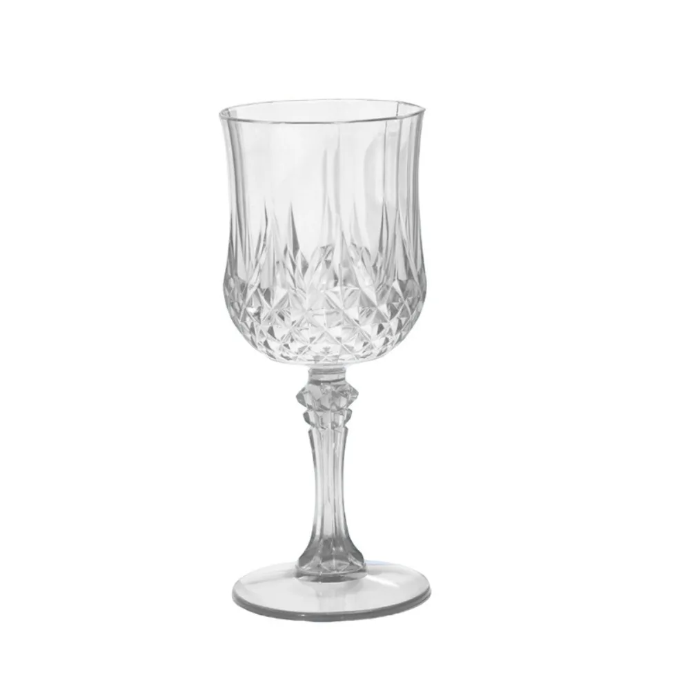 12pcs High-end Plastic Party Wine Glasses Reusable Shatterproof Tall Glass Crystal Pattern Clear Wedding Toasting Glasses Picnic
